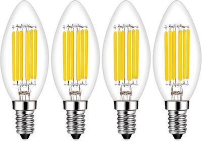 E14 LED Bulbs Dimmable 60W Equivalent 2700K Warm White Edison European Base 4 Pa