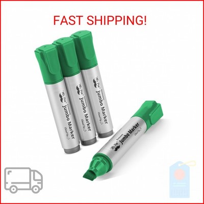 Mr. Pen- Jumbo Permanent Markers, 4 Pack, Green, Chisel Tip, Wide Tip, Large, Th