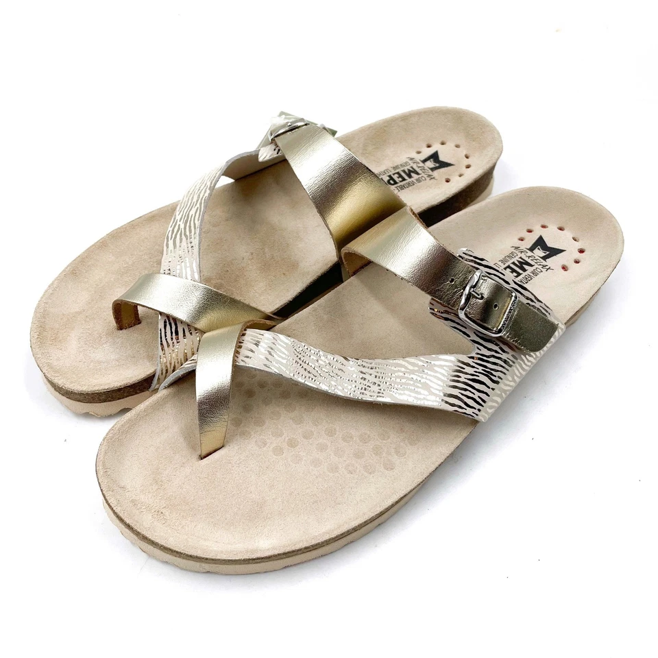 Sandálias de couro dourado Mephisto Nalia fivela estampa zebra tamanho 42/12 - Imagem 4 de 4