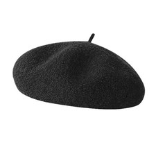 Wool Berets for Women - Classic French Beret Hats One Size, Black