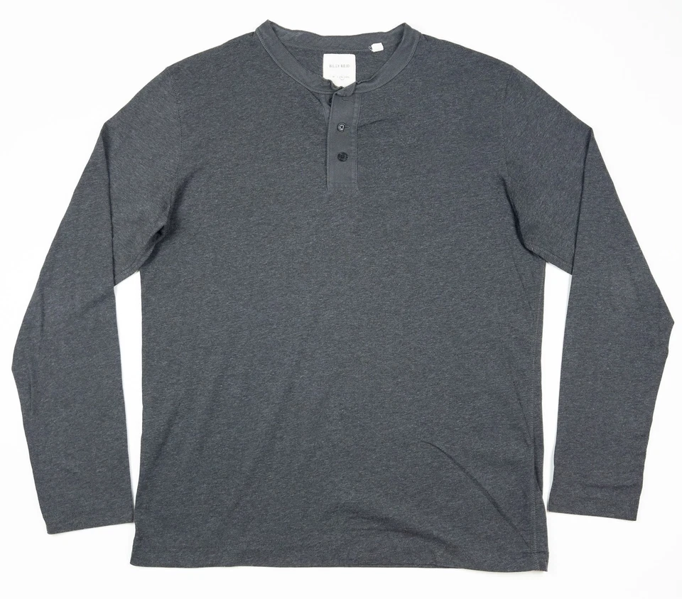 Camisa Billy Reid Henley Para Hombres XL Gris Carbón Manga Larga Mezcla de Algodón Moderna Foto 2 de 4