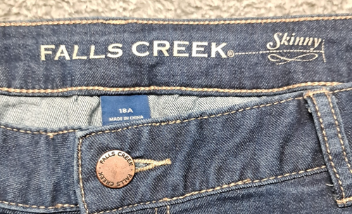 Falls Creek Jeans Womens Sz 18A Skinny Ankle Denim Blue Stretch Distressed Plus - Picture 7 of 12