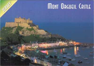 Postkarte A TO HOW ALAND DICA JERSEY Mont Orgueil Castle Water World Font AA01759