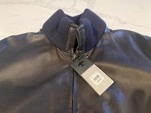 NWT $1355 Comstock and Co. Reversible Leather Jacket Size 46 XL - Deep Navy - Picture 4 of 11