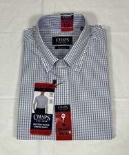 Chaps Regular Fit Button-Down Dress Shirt, Blue, Men's Medium 15-15.5 34/35 NEW