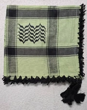 Unisex Light Green Black Shemagh Head Scarf Neck Wrap Cotton Face Cover Military