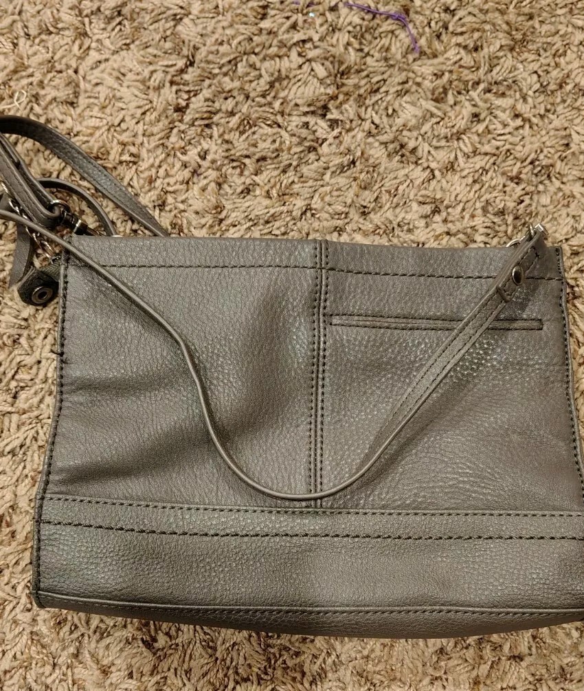 VINTAGE THE SAK Crossbody Purse TOTE BAG Grey Pebbled Leather