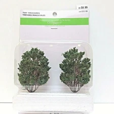 Tiny Treasures Holiday GREEN TREES (Set of 2) 3.25" Tall Village Accessories