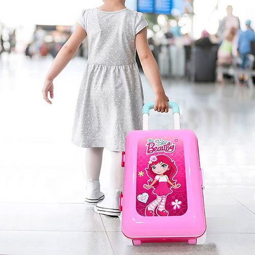 2 IN 1 Kid Dressing Table Princess Girl Vanity Mirror Set Suitcase Light & Music - Picture 2 of 13