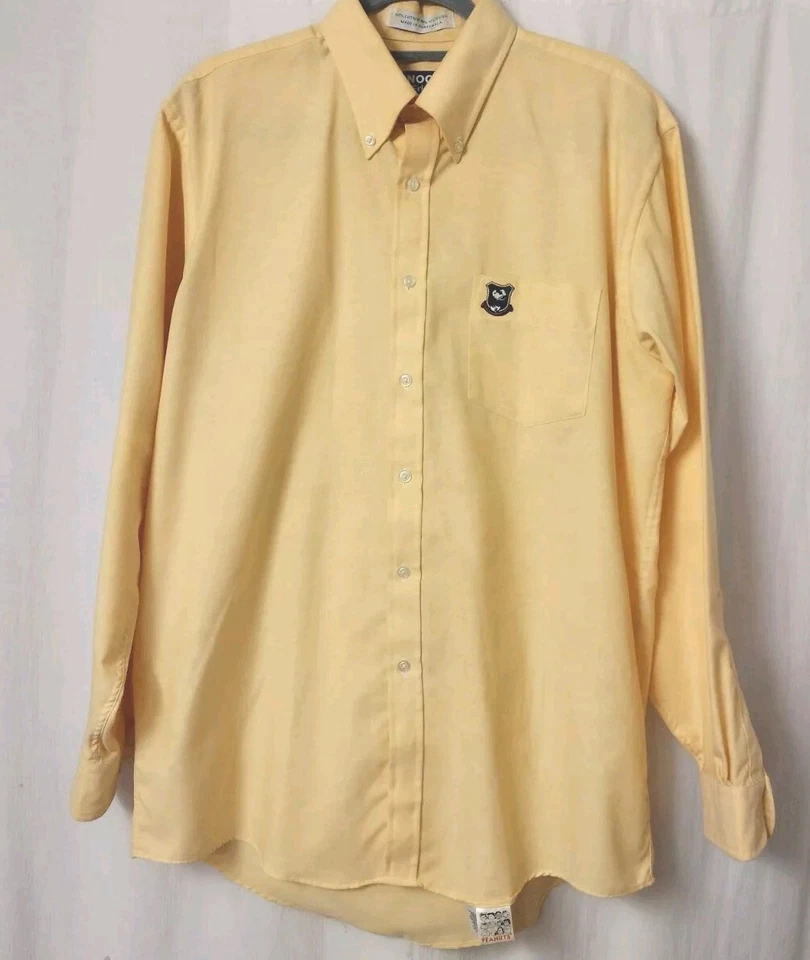 Vintage Peanuts Snoopy & Friends Shirt Mens 16 Button Down Front Yellow 34/35  - Image 2 of 4