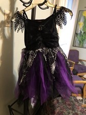 halloween childs Spider Witch Costume Size Girls 8-10. Purple Black