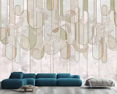 Art DECO Poho Federn Neutral Tapete Wandbild Abnehmbar Abwaschbar Abziehen & Kleben
