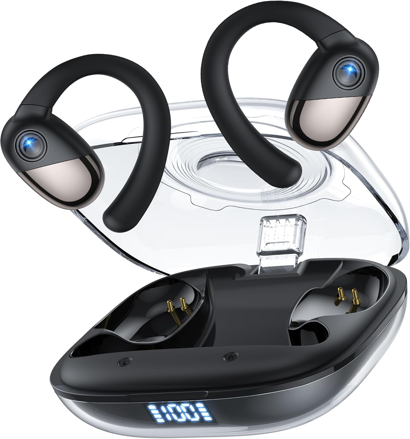 Open Ear Headphones, Bluetooth Headphones, Wireless Earbuds with Smart Digital D-image