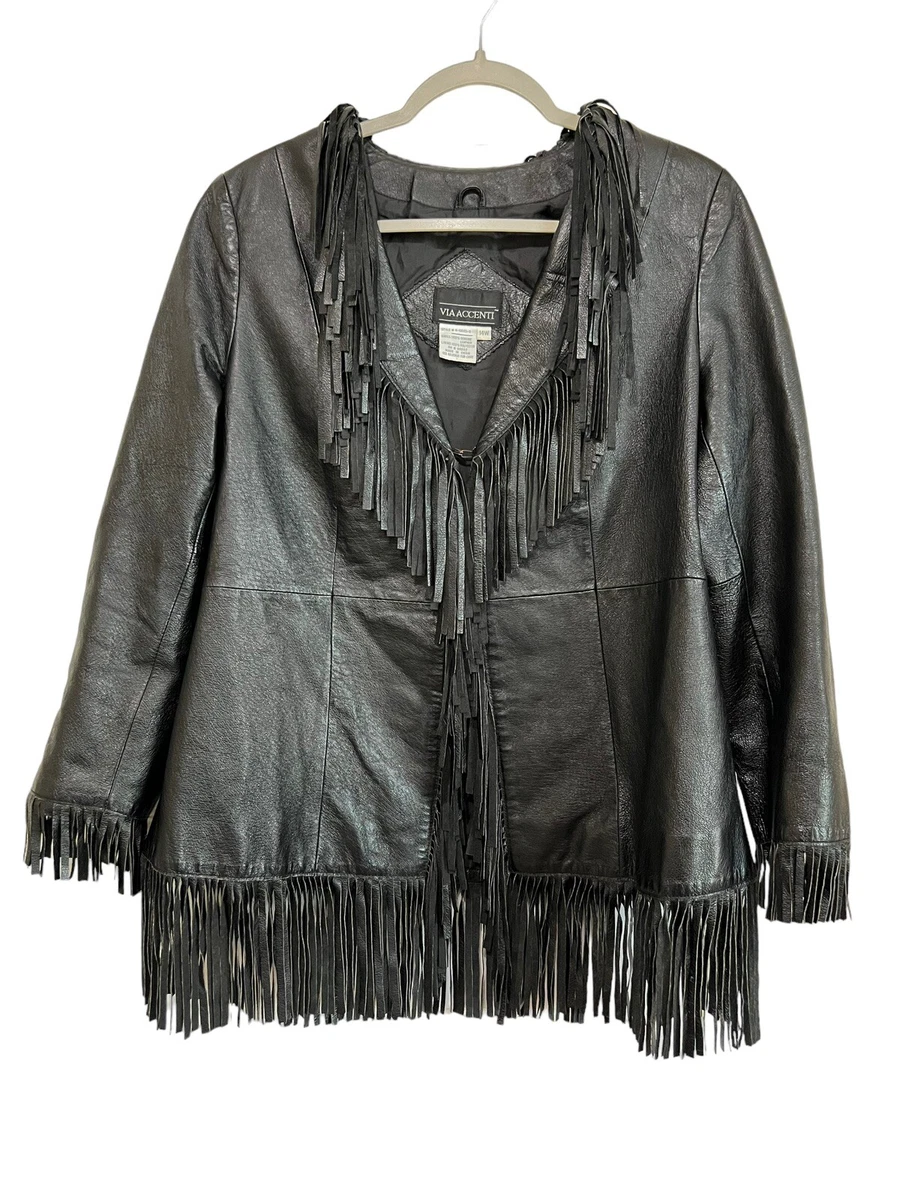 Via accenti top leather coat