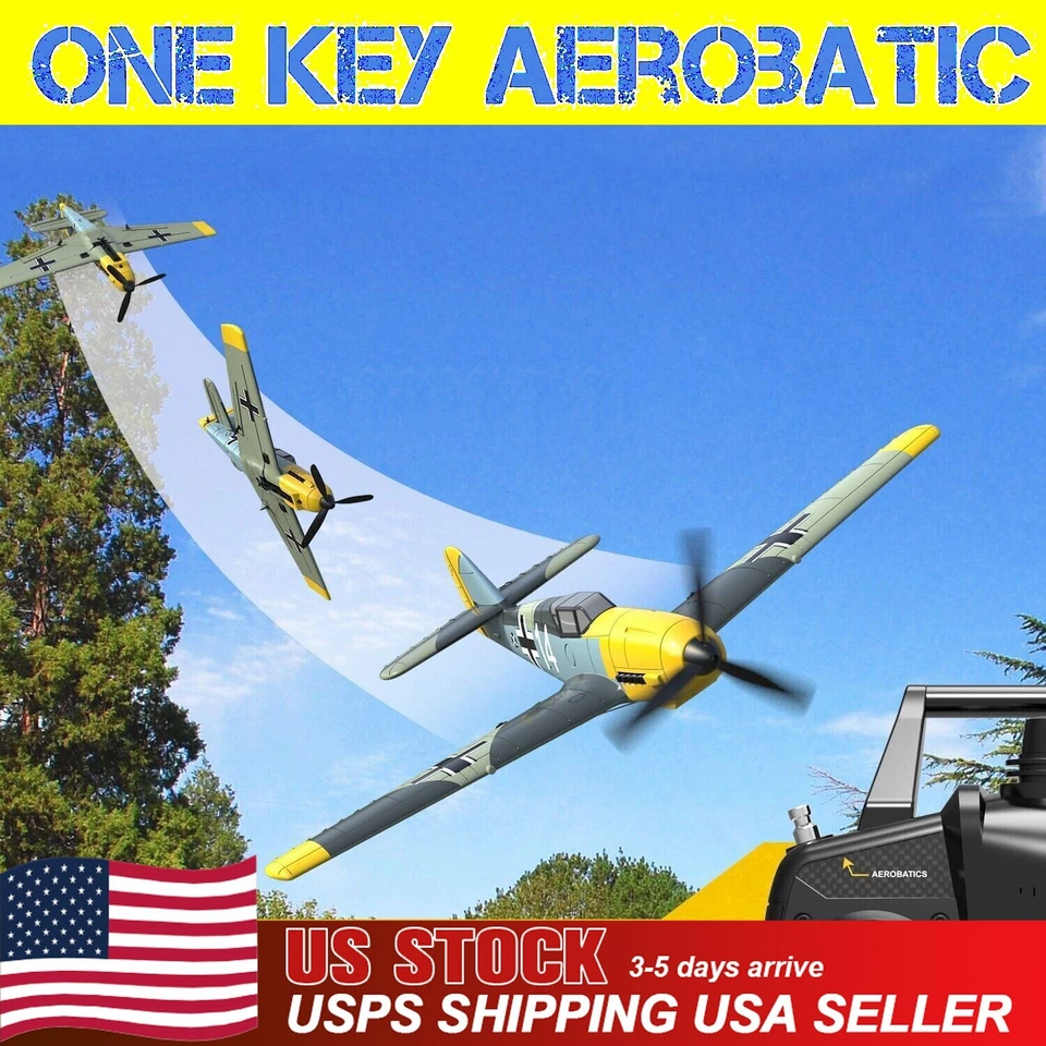 USA Volantex BF109 2.4G 4-CH Fighter RC Plane Wingspan 400mm 6-Axis Gyro Glider - Image 4 of 4