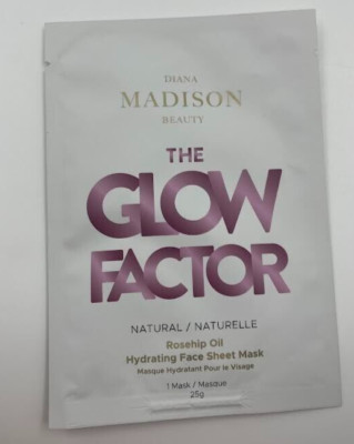 Diana Madison The Glow Factor Rosehip Seed Oil Hydrating Face Sheet Masks New