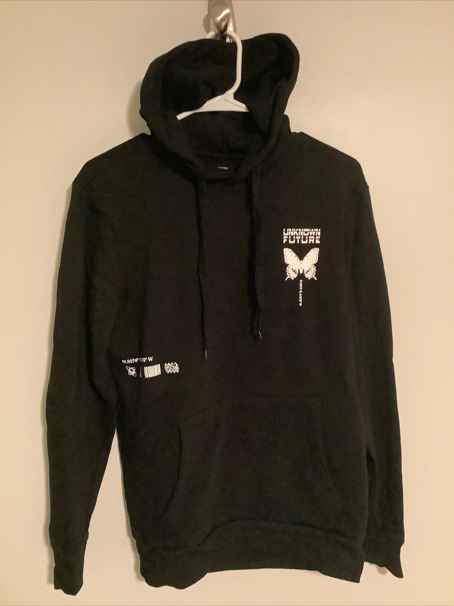 No Boundaries Hoodie Black UNKNOWN FUTURE BUTTERFLY Sweatshirt Pullover Small