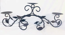 Bronze Metal 3 Pillar Candle Holder Centerpiece - Table Mantle Decor 21" 