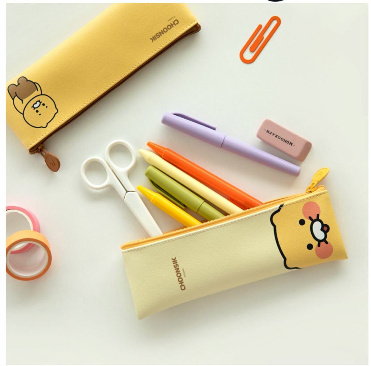 1ea Kakao Friends Choonsik Mini Flat Pencil Case Pencil Case MADE IN KOREA