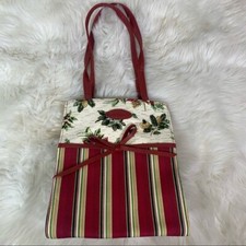Longaberger Holiday Gift Bag in Holiday Stripe/Holiday Botanical