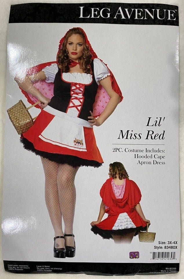 Plus Size Little Red Riding Hood Women's Costume Size 3X-4X, NEW - Image 2 of 4