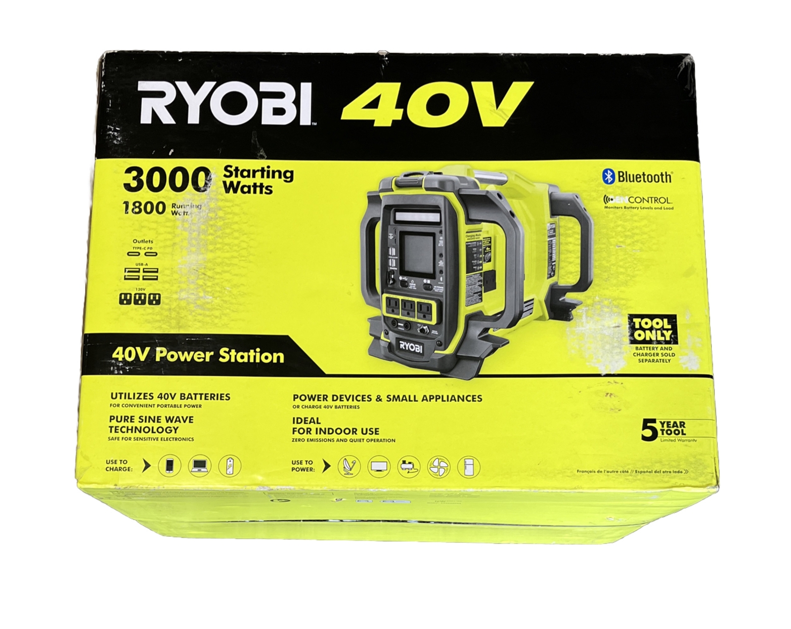 Ryobi 40V Lithium Battery Inverter Power Station RYi1802BT TOOL ONLY