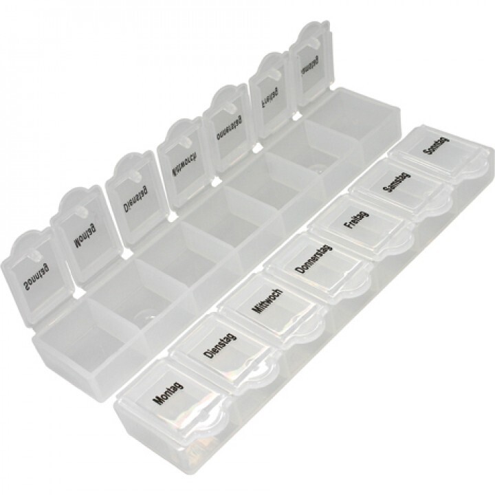 Tablettenbox für 7 Tage mit Klickverschluss 15cm Pillenbox Pillendose Tabletten