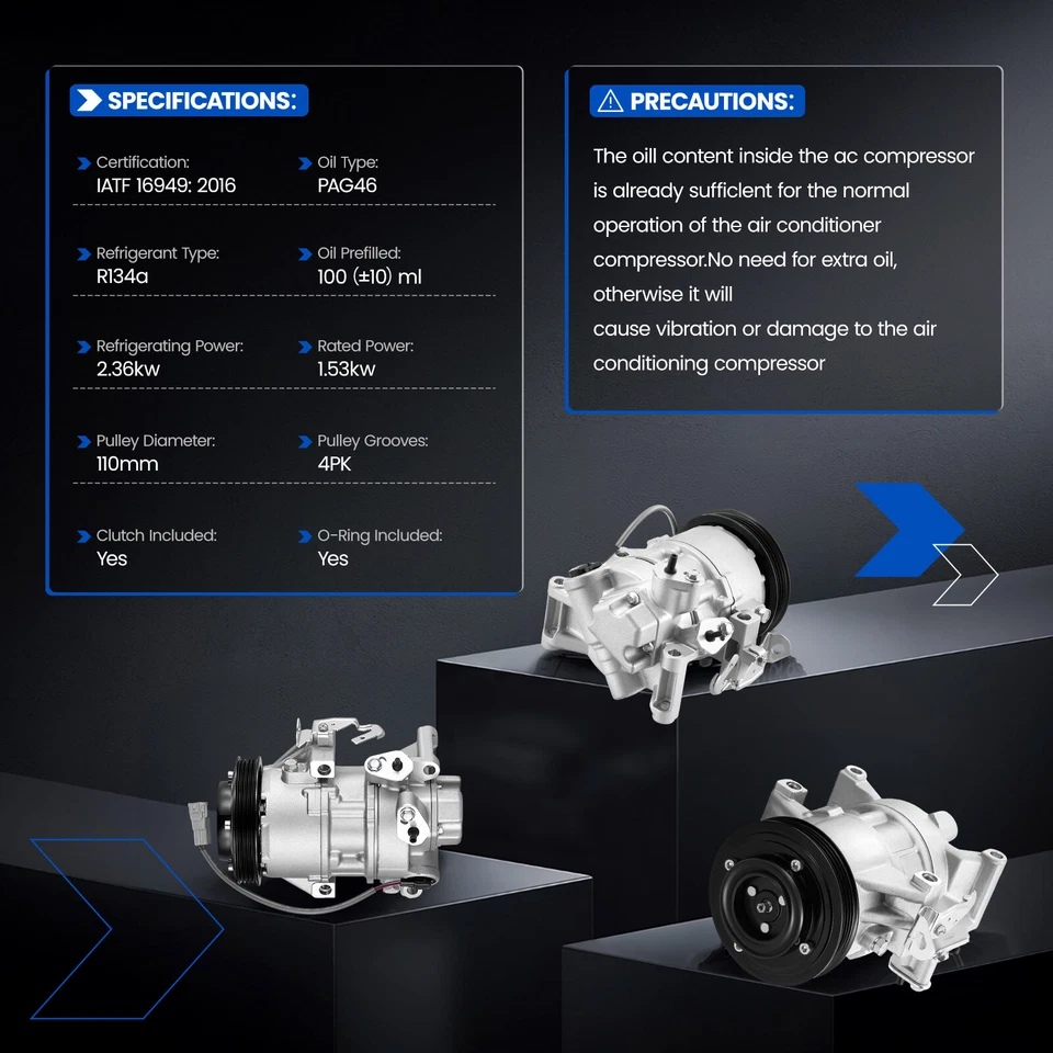 AC A/C Compressor w/Clutch For 2004-2006 Scion xA xB1.5L l4 CO 11034C 8831052250 Foto 3 de 4