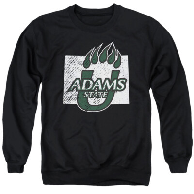 Adams State University Adult Crewneck Sweatshirt State Shape, Black, S-3XL