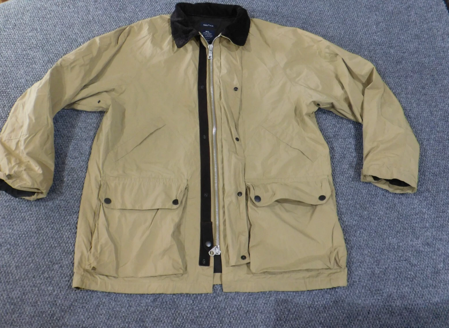 Nautica Jacket Mens xl beige coat zip lined outerwear outdoors vintage corduroy