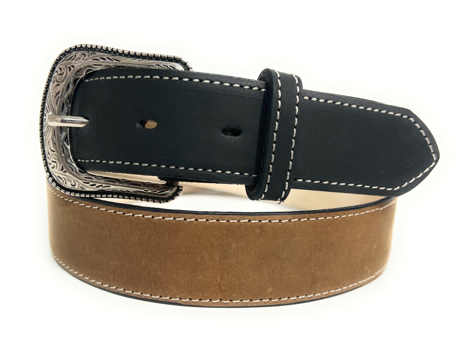 MEN'S 1.5" WIDE WESTERN COWBOY BELT. SUEDE LEATHER RODEO BELT. CINTO VAQUERO