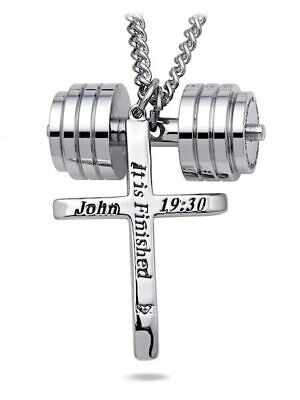 Men's Stainless Steel Combo Necklace-Phil 4:13 Stack Plate/John 19:30  Tapered Cr | eBay