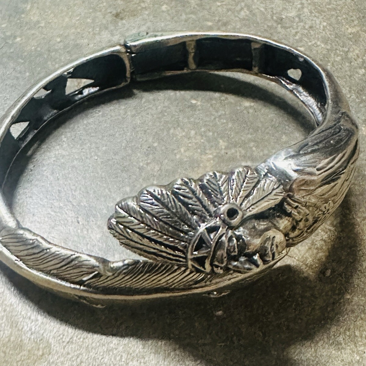Vintage 925 Sterling Silver Indian Head Cuff Bracelet | eBay
