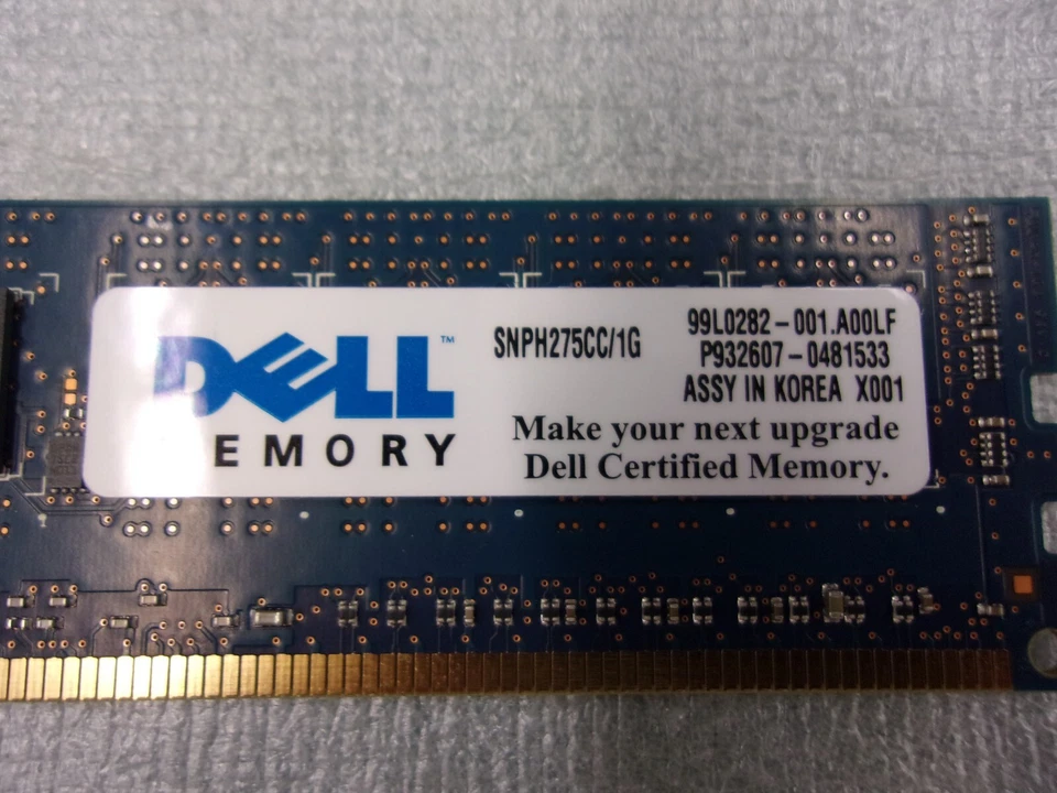 SNP275CC/1G 1GB SERVIDOR DIMM DDR3 PC10600(1333) UNBUF ECC 1.5v 1RX8 240P Foto 2 de 3