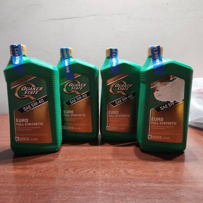 Quaker State Euro Full Synthetic 5W-40 Motor Oil, 1-Quart (4-PACK)