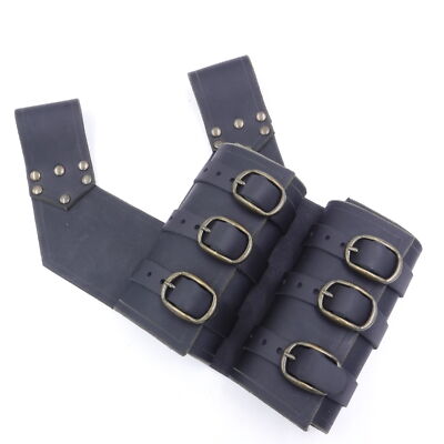 Dracolite Cosplay LARP Double Holster Belt Leather BLACK