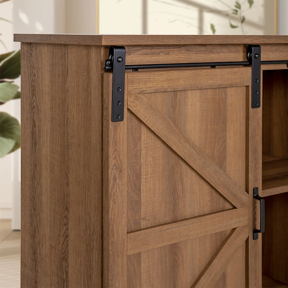 Armario de almacenamiento de buffet y aparador de cafetería de granja con puerta corredera Foto 4 de 4