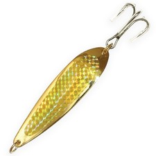 Crocodile Spoon Fishing Lures 3oz, 6 Pcs Gold with Gold Tape and Treble Hooks...