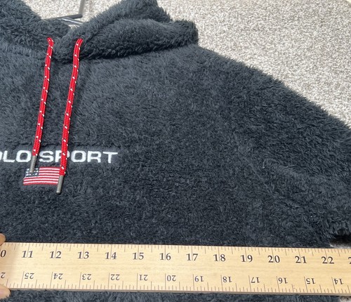Polo Sport Fleece Hoodie Men’s Medium Black Polo Ralph Lauren Sweater Drawstring - Picture 5 of 8
