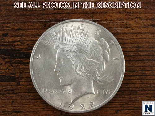 NobleSpirit (CS) Nice Luster 1922 Silver Peace Dollar AU / BU Slider