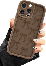 Compatible with Iphone 12 Pro Max Case, Cute Brown Bow Aesthetic Design for Girl