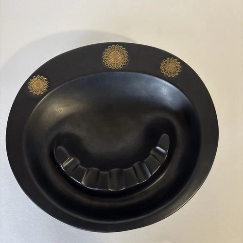 VTG MCM Royal Haeger Ashtray Black With Inlay R1738-5 U.S.A