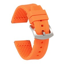 Silicone Watch Bands 22mm Soft Watch Bands with Silver Buckle, Orange