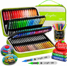 120 Colors Soft Brush Tip Acrylic Paint Markers, for Rock Wood Glass Canvas