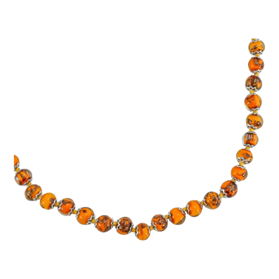 Collar Cristal Murano Naranja Bronce 42 Cuentas Sommerso 46cm Venecia Foto 2 de 4