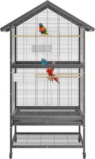 Cockatoo Macaw Cage 65"H Indoor/Outdoor w/ Hardwood Perches, Removable Tray