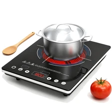 1800W Single Burner Electric Infrared Cooktop Touch Screen  14" Countertop Stove