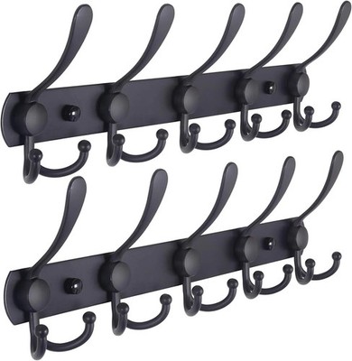 Dseap Coat Rack Wall Mounted - 5 Tri Hooks, Heavy Duty, Stainless Steel, Metal C