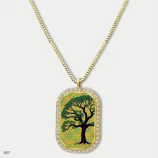 Stunning Colorful Tree of Life Pendant Necklace Chain Photo Dog Tag Chain Gift D