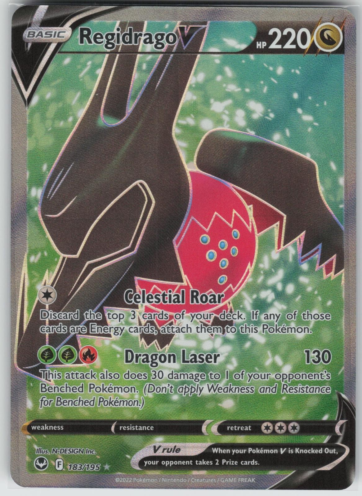 Regidrago V 183/195 Ultra Rare Silver Tempest Pokemon Holo Near Mint